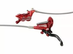Freno HOPE TECH 3 V4 ROJO Con Latiguillos Metálico!! -Bicicletas Tienda Hope Tech 3 V4 Stahlflexleitung Scheibenbremse red rueda delantera 37521 217153 1527082508