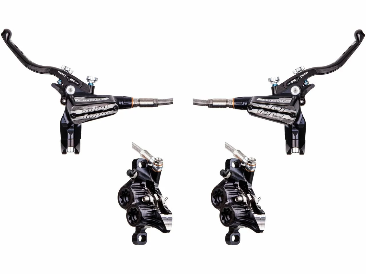 Freno HOPE TECH 3 V4 Con Latiguillos Metálicos!! 6 Freno HOPE TECH 3 V4 Con Latiguillos Metálicos!! - Imagen 4
